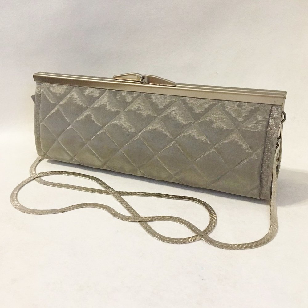 Dalila Purse Clutch Quilted Silver Wire Mesh Handmade Shoulder Evening Bag Chain